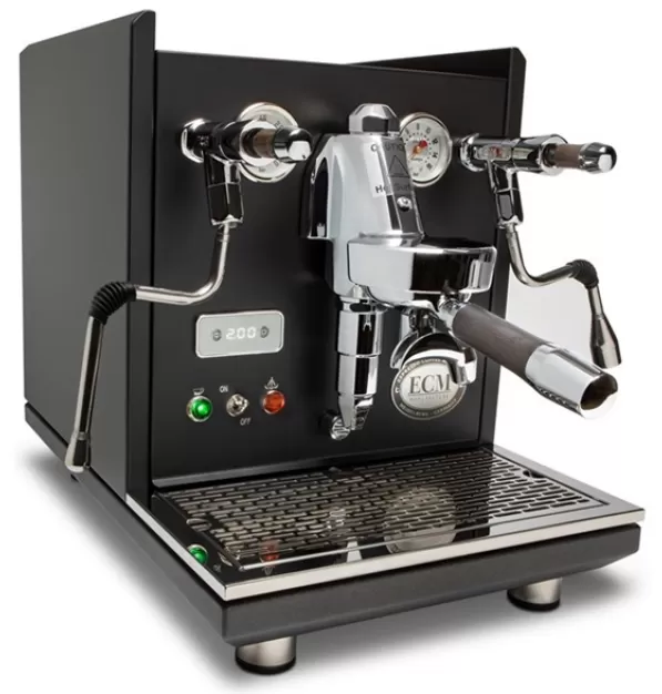 ECM Synchronika Espresso Machine - Limited Edition Color Line - Black with Blackened Oak