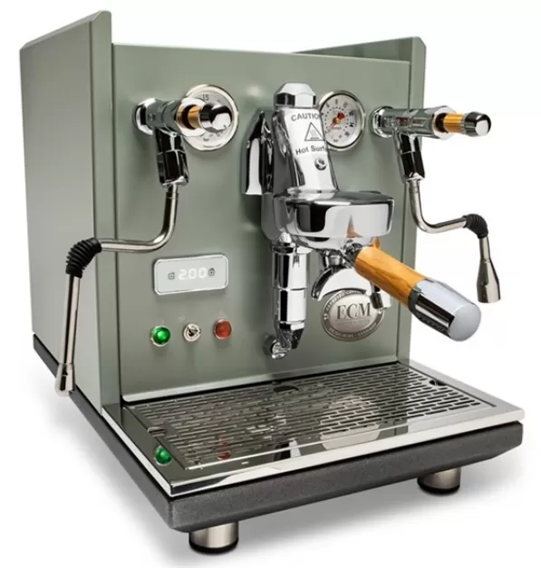 ECM Synchronika Espresso Machine - Limited Edition Color Line - Cement Grey with Olive Wood