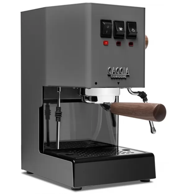 Gaggia Classic Evo Pro Espresso Machine in Industrial Grey with Walnut