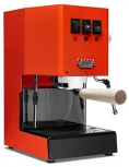 Gaggia Classic Evo Pro Espresso Machine in Lobster Red with Tiger Maple