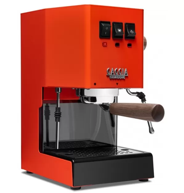Gaggia Classic Evo Pro Espresso Machine in Lobster Red with Walnut
